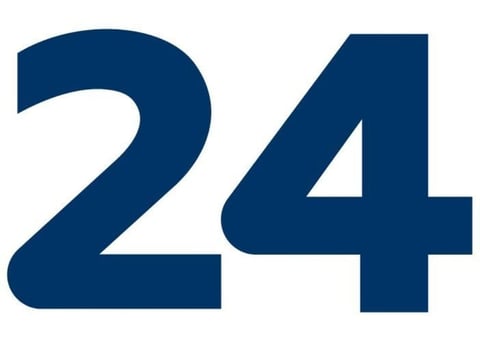 Large dark blue numbers 24 displayed in bold sans-serif font